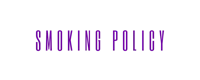 the word smoking policy in purple on a black background