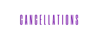 a purple background with the word cancellations on it